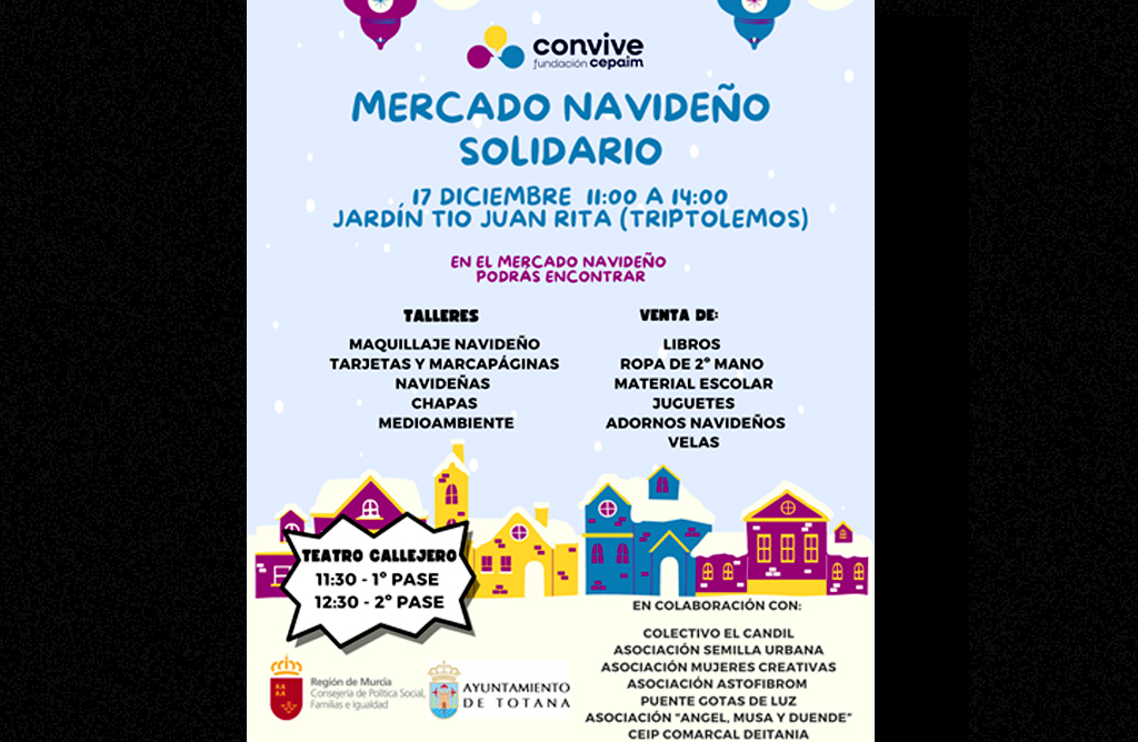 Talleres, teatro y diversin se darn cita en el Mercado Navideo Solidario organizado por Cepaim